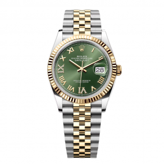 【Super Clone】RLX  Datejust 36mm 126233 Olive-green Roman Diamond Dial Two-Tone Jubilee Bracelet