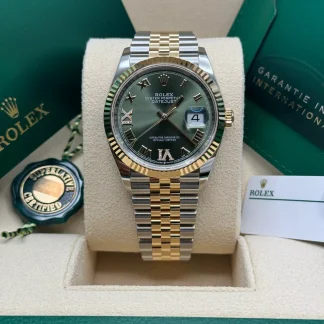 【Super Clone】RLX  Datejust 36mm 126233 Olive-green Roman Diamond Dial Two-Tone Jubilee Bracelet