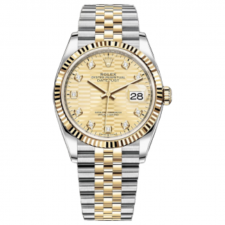 【Super Clone】RLX  Datejust 36mm 126233 Champagne Fluted Motif Diamond Dial Jubilee Bracelet
