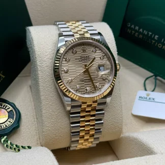 【Super Clone】RLX  Datejust 36mm 126233 Champagne Fluted Motif Diamond Dial Jubilee Bracelet