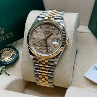 【Super Clone】RLX  Datejust 36mm 126233 Champagne Fluted Motif Diamond Dial Jubilee Bracelet