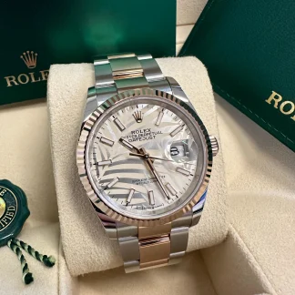 【Super Clone】RLX  Datejust 36mm 126231 Silver Palm Motif Dial Oyster Bracelet