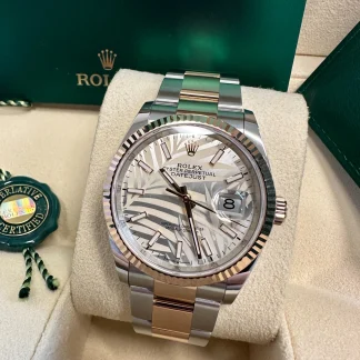 【Super Clone】RLX  Datejust 36mm 126231 Silver Palm Motif Dial Oyster Bracelet