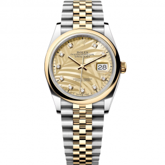 【Super Clone】RLX  Datejust 36mm 126203 Golden Palm Dial Domed Bezel Oyster Bracelet