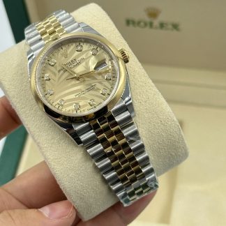 【Super Clone】RLX  Datejust 36mm 126203 Golden Palm Dial Domed Bezel Oyster Bracelet