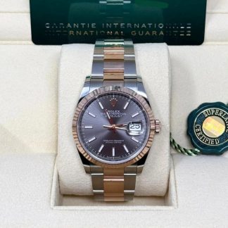 【Super Clone】RLX  Datejust 36mm 126231 Slate/Gray Dial Oystersteel and 18K Rose gold Oyster Bracelet