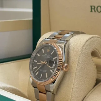 【Super Clone】RLX  Datejust 36mm 126231 Slate/Gray Dial Oystersteel and 18K Rose gold Oyster Bracelet