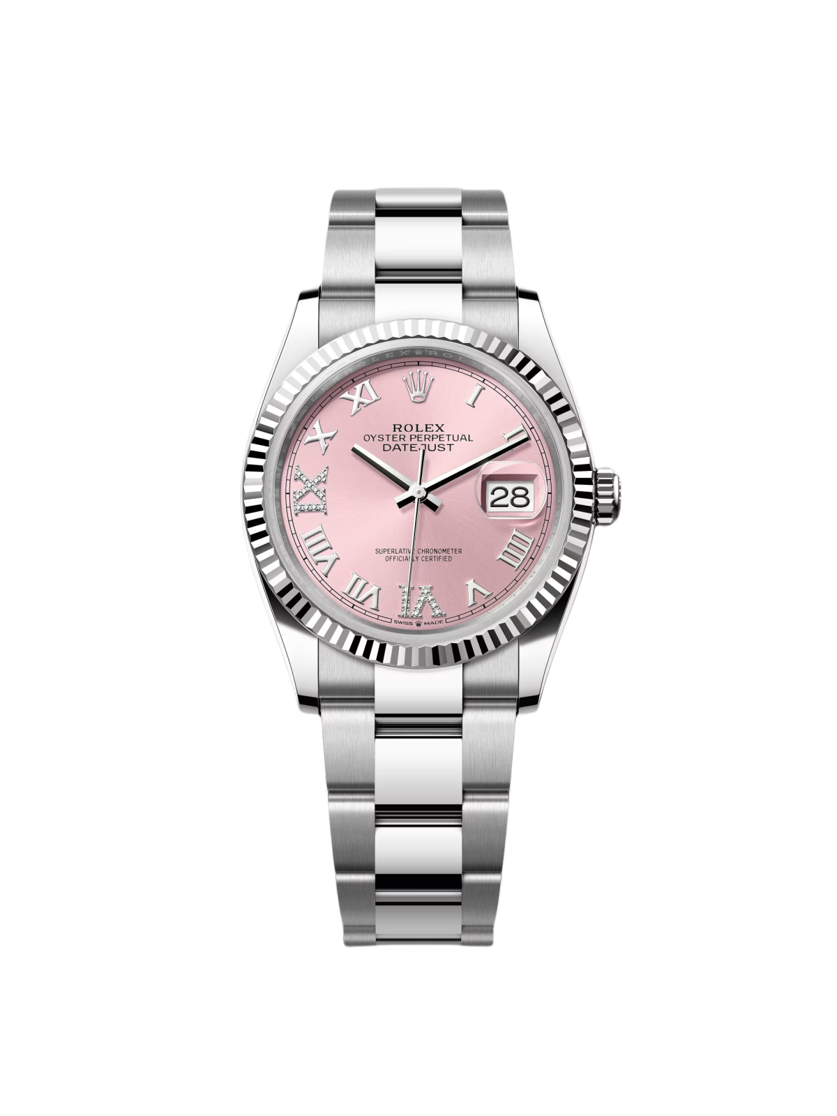 【Super Clone】RLX Datejust 36mm 126234 Pink Roman Dial Oyster Stainless Steel