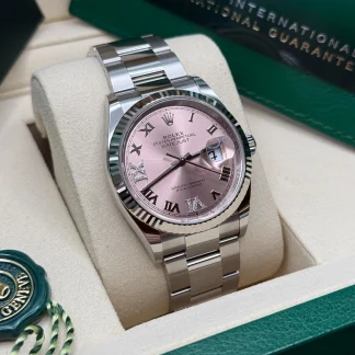 【Super Clone】RLX  Datejust 36mm 126234 Pink Roman Dial Oyster Stainless Steel