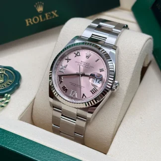 【Super Clone】RLX  Datejust 36mm 126234 Pink Roman Dial Oyster Stainless Steel