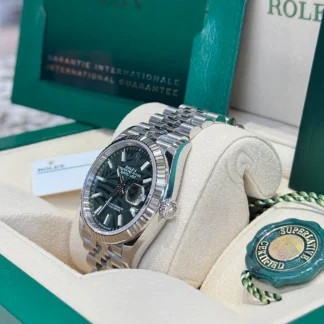 【Super Clone】RLX  Datejust 36mm 126234 Olive Green Palm Motif Dial Jubilee Stainless Steel Watch