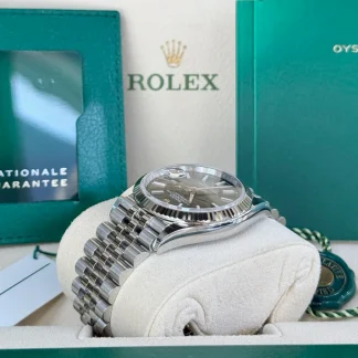 【Super Clone】RLX  Datejust 36mm 126234 Olive Green Palm Motif Dial Jubilee Stainless Steel Watch