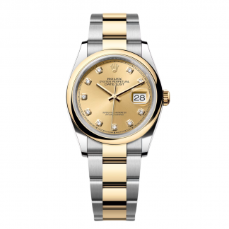 【Super Clone】RLX  Datejust 36mm 126203 Champagne Set with Diamonds Dial Domed Bezel Oyster Bracelet