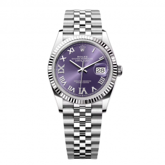 【Super Clone】RLX  Datejust 36mm 126234 Datejust Aubergine Purple Diamond Roman Oyster Stainless Steel