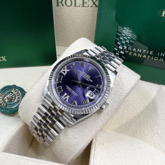 【Super Clone】RLX  Datejust 36mm 126234 Datejust Aubergine Purple Diamond Roman Oyster Stainless Steel