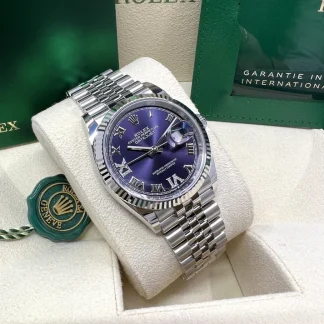 【Super Clone】RLX  Datejust 36mm 126234 Datejust Aubergine Purple Diamond Roman Oyster Stainless Steel