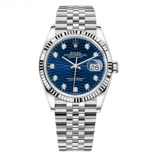【Super Clone】RLX  Datejust 36mm 126234 Blue Fluted Motif Diamond Dial Jubilee Bracelet Watch