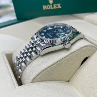 【Super Clone】RLX  Datejust 36mm 126234 Blue Fluted Motif Diamond Dial Jubilee Bracelet Watch