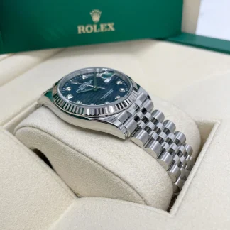 【Super Clone】RLX  Datejust 36mm 126234 Blue Fluted Motif Diamond Dial Jubilee Bracelet Watch
