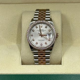 【Super Clone】RLX  Datejust 36mm 126281 Silver Palm Index Dial Jubilee Bracelet