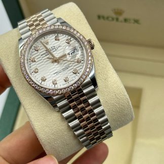 【Super Clone】RLX  Datejust 36mm 126281 Silver Palm Index Dial Jubilee Bracelet