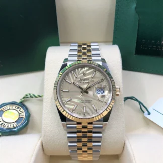 【Super Clone】RLX  Datejust 36mm 126233 Golden Palm Motif Dial Jubilee Bracelet Watch