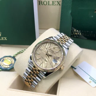 【Super Clone】RLX  Datejust 36mm 126233 Golden Palm Motif Dial Jubilee Bracelet Watch