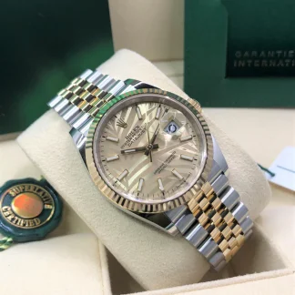 【Super Clone】RLX  Datejust 36mm 126233 Golden Palm Motif Dial Jubilee Bracelet Watch