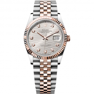 【Super Clone】RLX  Datejust 36mm 126231 Silver Fluted Motif Dial Oystersteel and Everose gold Bracelet