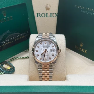 【Super Clone】RLX  Datejust 36mm 126231 Silver Fluted Motif Dial Oystersteel and Everose gold Bracelet