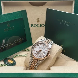 【Super Clone】RLX  Datejust 36mm 126231 Silver Fluted Motif Dial Oystersteel and Everose gold Bracelet