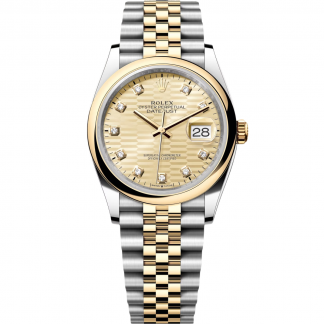 【Super Clone】RLX  Datejust 36mm 126203 Golden Fluted Dial Domed Bezel Oyster Bracelet