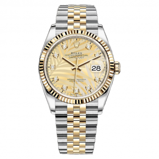 【Super Clone】RLX  Datejust 36mm 126233 Champagne Palm Motif Diamond Dial and Jubilee Bracelet Watch
