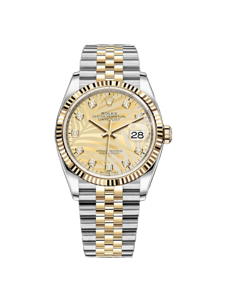【Super Clone】RLX  Datejust 36mm 126233 Champagne Palm Motif Diamond Dial and Jubilee Bracelet Watch