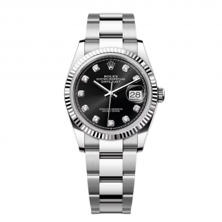 【Super Clone】RLX  Datejust 36mm 126234 Black Diamond Dial Stainless Steel Oyster Mens Watch