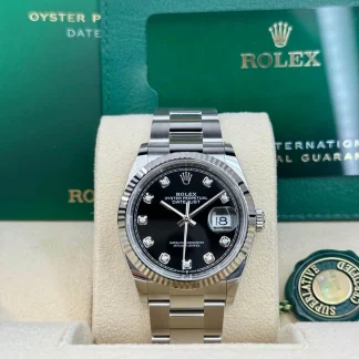 【Super Clone】RLX  Datejust 36mm 126234 Black Diamond Dial Stainless Steel Oyster Mens Watch