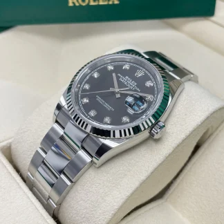 【Super Clone】RLX  Datejust 36mm 126234 Black Diamond Dial Stainless Steel Oyster Mens Watch