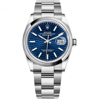 【Super Clone】RLX  Datejust 36mm 126200 Oyster Perpetual Blue Fluted Motif Dial Jubilee Stainless Steel