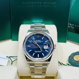 【Super Clone】RLX  Datejust 36mm 126200 Oyster Perpetual Blue Fluted Motif Dial Jubilee Stainless Steel