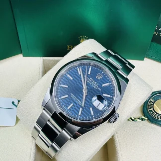 【Super Clone】RLX  Datejust 36mm 126200 Oyster Perpetual Blue Fluted Motif Dial Jubilee Stainless Steel