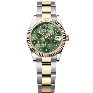 【Super Clone】RLX Datejust m278273-0031/0032 31mm Olive Green Floral Motif Dial Stainless Steel and Yellow Gold Oyster Watch