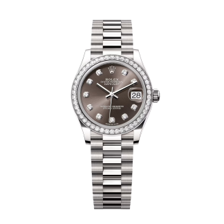 【Super Clone】RLX Datejust m278289RBR-0006 Dark Grey Dial White Gold President Watch