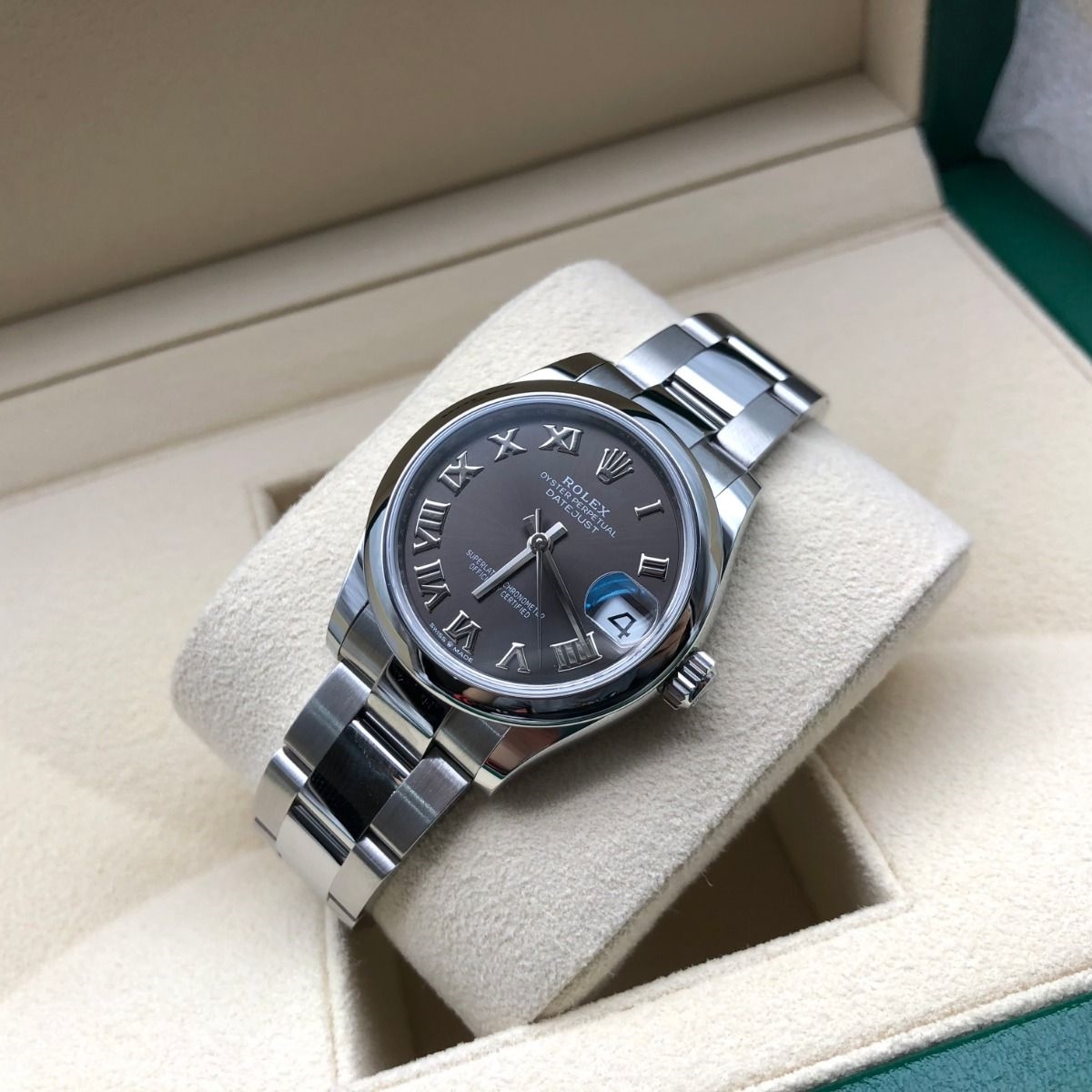 【Super Clone】RLX Datejust m278240-0015/0016 31mm  Dark Grey Roman Domed Bezel Oyster Oystersteel