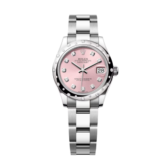 【Super Clone】RLX Datejust m278344-0033/0034 Pink Dial 31mm Domed Diamond Oyster Watch