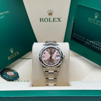 【Super Clone】RLX Datejust m278344-0033/0034 Pink Dial 31mm Domed Diamond Oyster Watch