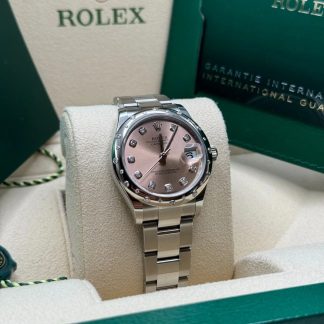 【Super Clone】RLX Datejust m278344-0033/0034 Pink Dial 31mm Domed Diamond Oyster Watch