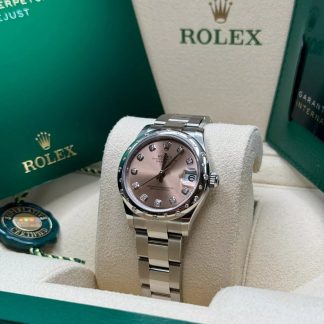 【Super Clone】RLX Datejust m278344-0033/0034 Pink Dial 31mm Domed Diamond Oyster Watch