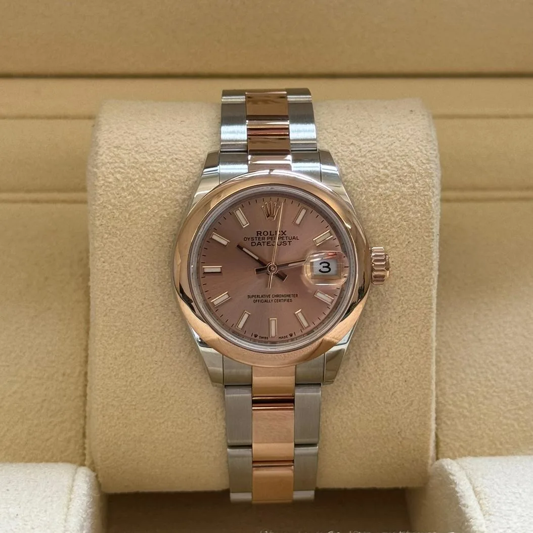 【Super Clone】RLX Lady-Datejust 28mm  279161 Rose Stick Dial, Two Tone Stainless Steel & 18K Rose Gold Oyster Bracelet Women's Watch