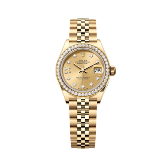 【Super Clone】RLX Lady-Datejust 28mm 279138RBR Champagne Diamond Dial and Diamond Bezel Yellow Gold Bracelet