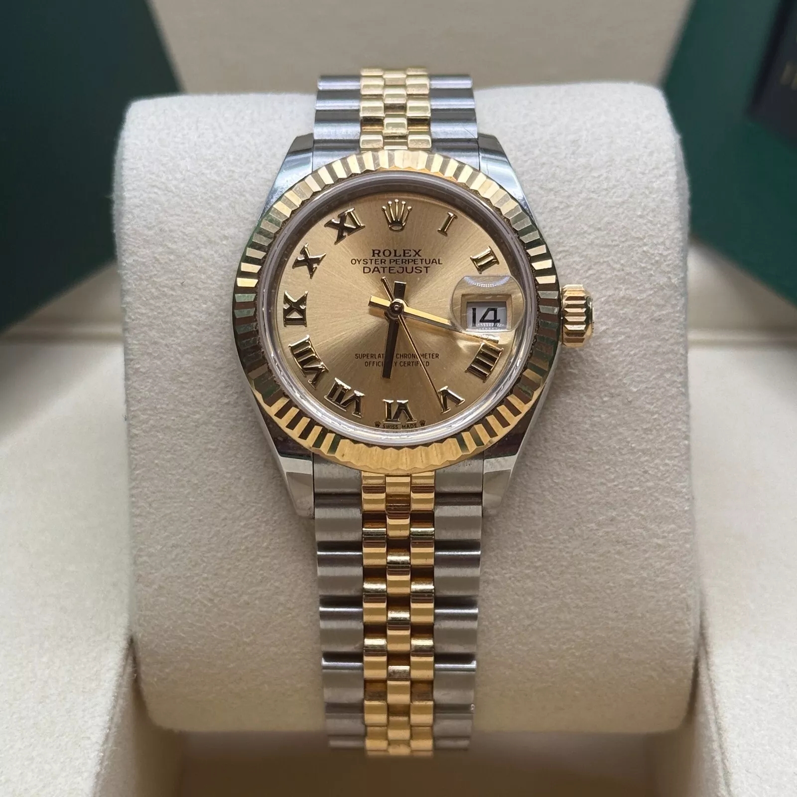 【Super Clone】RLX Lady-Datejust 28mm 279173 Champagne Roman Dial Oyster Bracelet